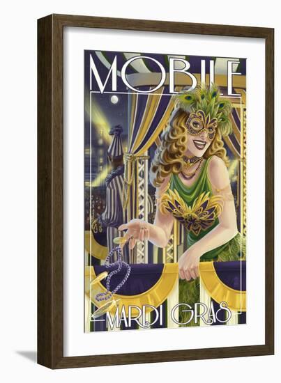 Mardi Gras - Mobile, Alabama-Lantern Press-Framed Art Print