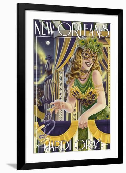 Mardi Gras - New Orleans, Louisiana-Lantern Press-Framed Art Print