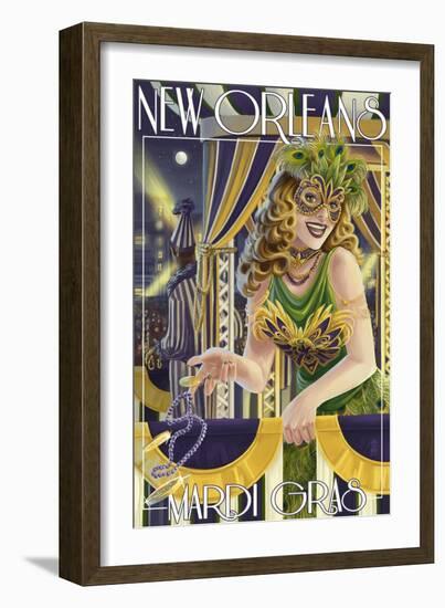 Mardi Gras - New Orleans, Louisiana-Lantern Press-Framed Art Print