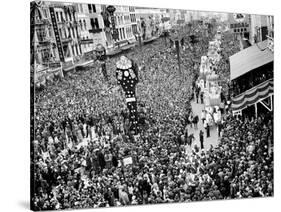 Mardi Gras Revelers Gather at Canal Street-null-Stretched Canvas