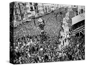 Mardi Gras Revelers Gather at Canal Street-null-Stretched Canvas