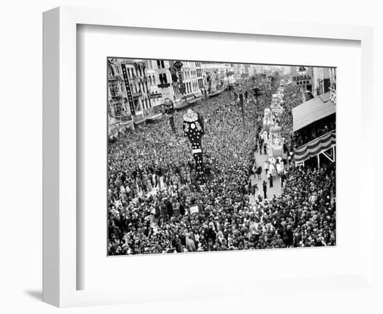 Mardi Gras Revelers Gather at Canal Street-null-Framed Photographic Print