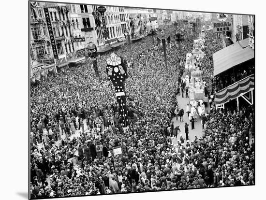 Mardi Gras Revelers Gather at Canal Street-null-Mounted Photographic Print