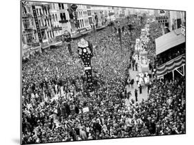 Mardi Gras Revelers Gather at Canal Street-null-Mounted Photographic Print