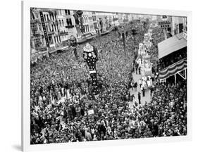 Mardi Gras Revelers Gather at Canal Street-null-Framed Photographic Print