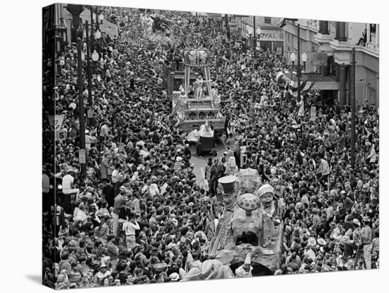 Mardi Gras Revelers Gather at St. Charles Street-null-Stretched Canvas