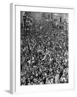 Mardi Gras Revelers Gather at St. Charles Street-null-Framed Premium Photographic Print