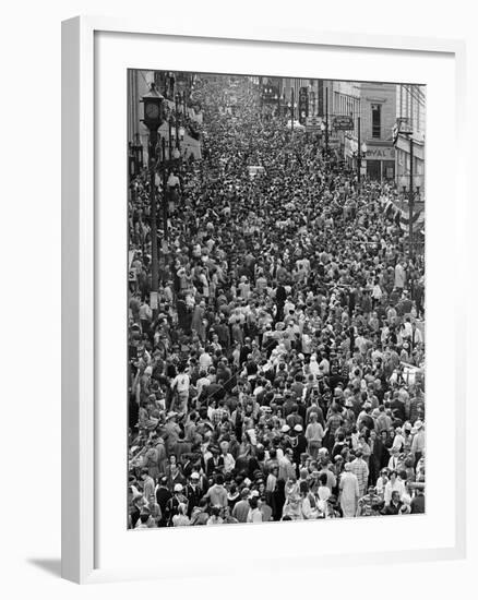 Mardi Gras Revelers Gather at St. Charles Street-null-Framed Premium Photographic Print