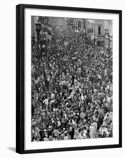 Mardi Gras Revelers Gather at St. Charles Street-null-Framed Premium Photographic Print