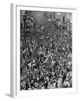 Mardi Gras Revelers Gather at St. Charles Street-null-Framed Premium Photographic Print