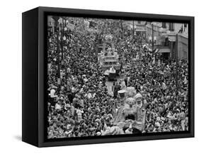 Mardi Gras Revelers Gather at St. Charles Street-null-Framed Stretched Canvas