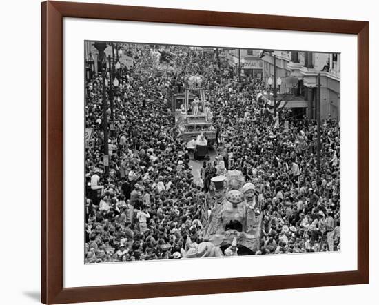 Mardi Gras Revelers Gather at St. Charles Street-null-Framed Photographic Print