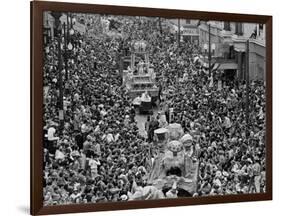 Mardi Gras Revelers Gather at St. Charles Street-null-Framed Photographic Print