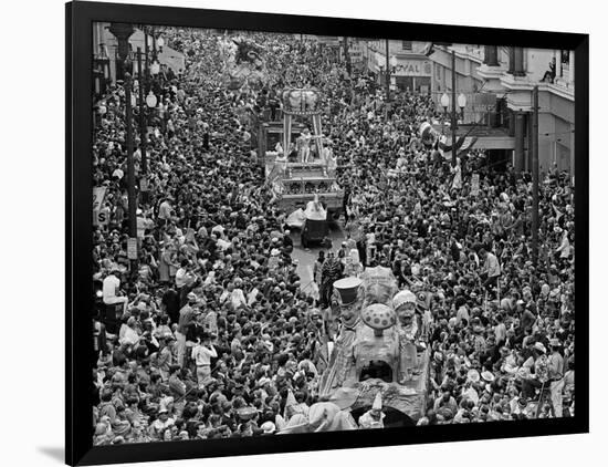 Mardi Gras Revelers Gather at St. Charles Street-null-Framed Photographic Print