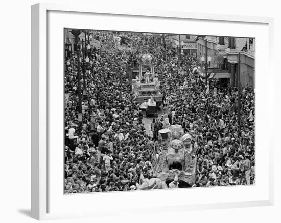 Mardi Gras Revelers Gather at St. Charles Street-null-Framed Photographic Print