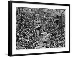 Mardi Gras Revelers Gather at St. Charles Street-null-Framed Photographic Print