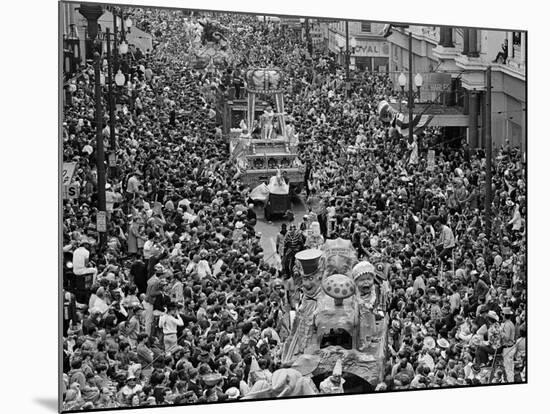 Mardi Gras Revelers Gather at St. Charles Street-null-Mounted Photographic Print