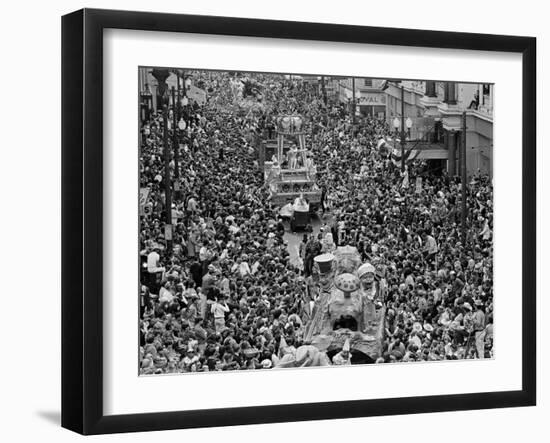 Mardi Gras Revelers Gather at St. Charles Street-null-Framed Photographic Print