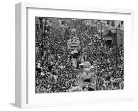 Mardi Gras Revelers Gather at St. Charles Street-null-Framed Photographic Print