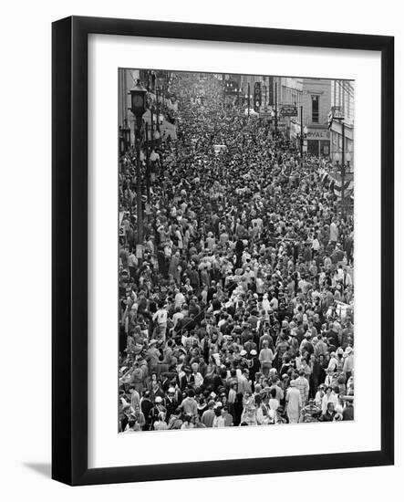 Mardi Gras Revelers Gather at St. Charles Street-null-Framed Photographic Print