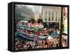 Mardi Gras Revellers Greet a Float from the Zulu Parade-null-Framed Stretched Canvas