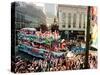 Mardi Gras Revellers Greet a Float from the Zulu Parade-null-Stretched Canvas