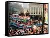 Mardi Gras Revellers Greet a Float from the Zulu Parade-null-Framed Stretched Canvas