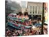 Mardi Gras Revellers Greet a Float from the Zulu Parade-null-Stretched Canvas