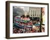 Mardi Gras Revellers Greet a Float from the Zulu Parade-null-Framed Premium Photographic Print