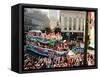 Mardi Gras Revellers Greet a Float from the Zulu Parade-null-Framed Stretched Canvas
