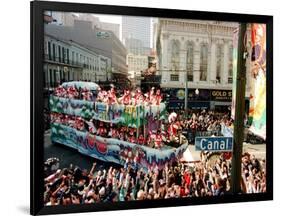 Mardi Gras Revellers Greet a Float from the Zulu Parade-null-Framed Photographic Print