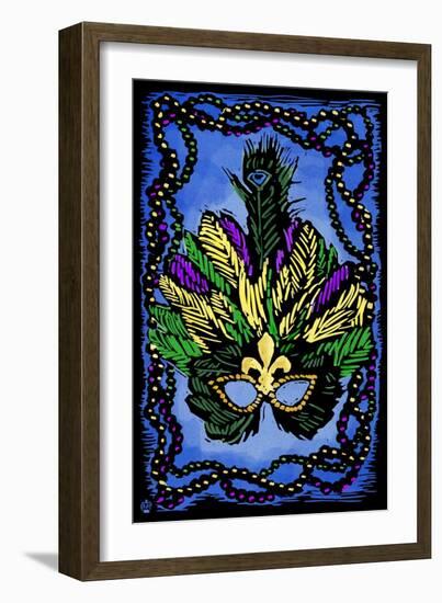 Mardi Gras - Scratchboard-Lantern Press-Framed Art Print