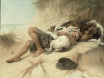 A Child Sleeping in the Sand Dunes with a Collie, 1905-Margaret Collyer-Framed Stretched Canvas