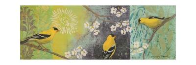 Goldfinches Blooming-Margaret Donharl-Framed Stretched Canvas