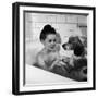 Margaret O'Brien and Her Spaniel Maggie Share a Bubble Bath-Marie Hansen-Framed Premium Photographic Print