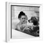 Margaret O'Brien and Her Spaniel Maggie Share a Bubble Bath-Marie Hansen-Framed Premium Photographic Print