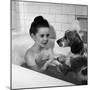 Margaret O'Brien and Her Spaniel Maggie Share a Bubble Bath-Marie Hansen-Mounted Premium Photographic Print