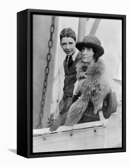 Margaret Sanger and her older son Stuart in Japan, 1922-George Grantham Bain-Framed Stretched Canvas