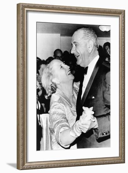 Margaret Truman Daniel Dances with President Johnson at the Inaugural Ball at the Mayflower Hotel-null-Framed Photo