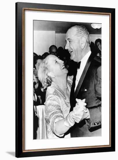 Margaret Truman Daniel Dances with President Johnson at the Inaugural Ball at the Mayflower Hotel-null-Framed Photo