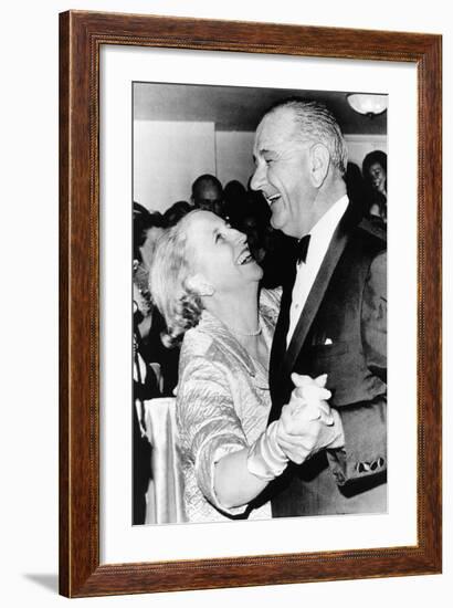 Margaret Truman Daniel Dances with President Johnson at the Inaugural Ball at the Mayflower Hotel-null-Framed Photo