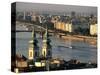 Margarit Bridge and Saint Anne's Church on the Danube River, Budapest, Hungary-David Barnes-Stretched Canvas