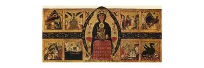 Enthroned Madonna and Child with Four Marian Stories-Margarito d'Arezzo-Stretched Canvas