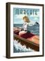 Margate, New Jersey - Boating Pinup Girl-Lantern Press-Framed Art Print