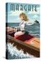 Margate, New Jersey - Boating Pinup Girl-Lantern Press-Stretched Canvas