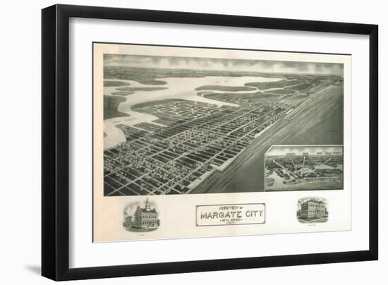 Margate, New Jersey - Panoramic Map-Lantern Press-Framed Art Print