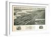 Margate, New Jersey - Panoramic Map-Lantern Press-Framed Art Print