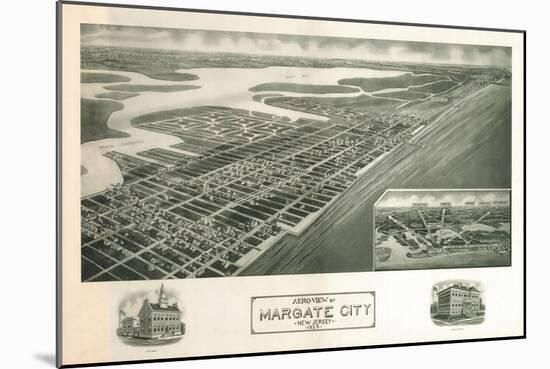 Margate, New Jersey - Panoramic Map-Lantern Press-Mounted Art Print