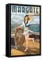 Margate, New Jersey - Pinup Girl Sailing-Lantern Press-Framed Stretched Canvas