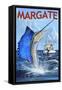 Margate, New Jersey - Sailfish Deep Sea Fishing-Lantern Press-Framed Stretched Canvas